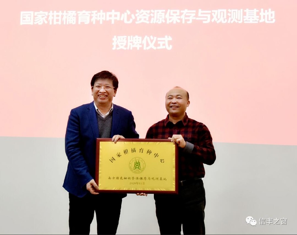 兩塊牌匾！我縣臍橙產(chǎn)業(yè)高質(zhì)量發(fā)展又上新臺階 11月30日，中國工程院副院長、民盟中央副主席、中國科學(xué)技術(shù)協(xié)會副主席、國家現(xiàn)代農(nóng)業(yè)柑橘產(chǎn)業(yè)技術(shù)體系首席科學(xué)家鄧秀新帶領(lǐng)調(diào)研組來到我縣調(diào)研，并出席華中農(nóng)業(yè)大學(xué)與江西綠萌科技控股有限公司簽約儀式、“綠萌果蔬生產(chǎn)智慧裝備研究院”和“國家柑橘育種中心南方特色柑橘資源保